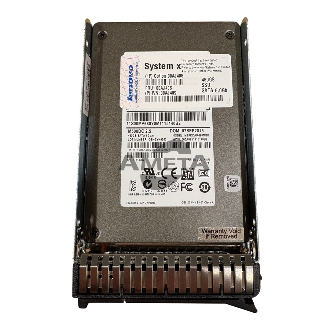 00AJ405 / 00AJ406 / 00AJ409 - Lenovo 480GB SATA 2.5" MLC G3HS Enterprise Value SSD