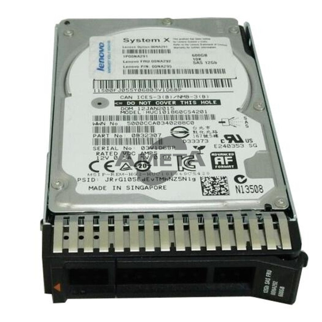 00NA291 / 00NA292 - Lenovo 600GB 10K 12Gbps SAS 2.5" G3HS 512e SED HDD