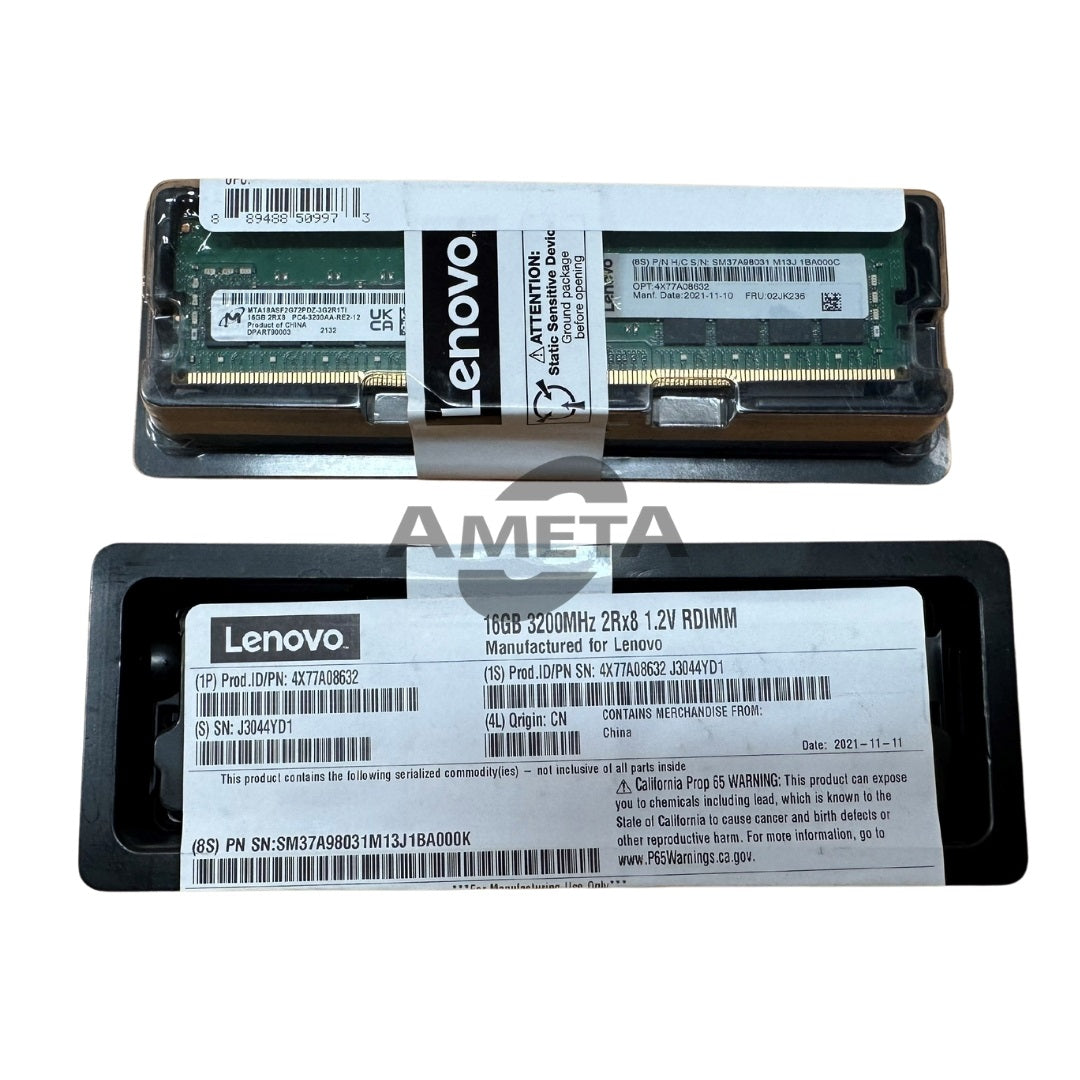4X77A08632 / 02KJ236 - ThinkSystem 16GB TruDDR4 3200MHz (2Rx8 1.2V) RDIMM
