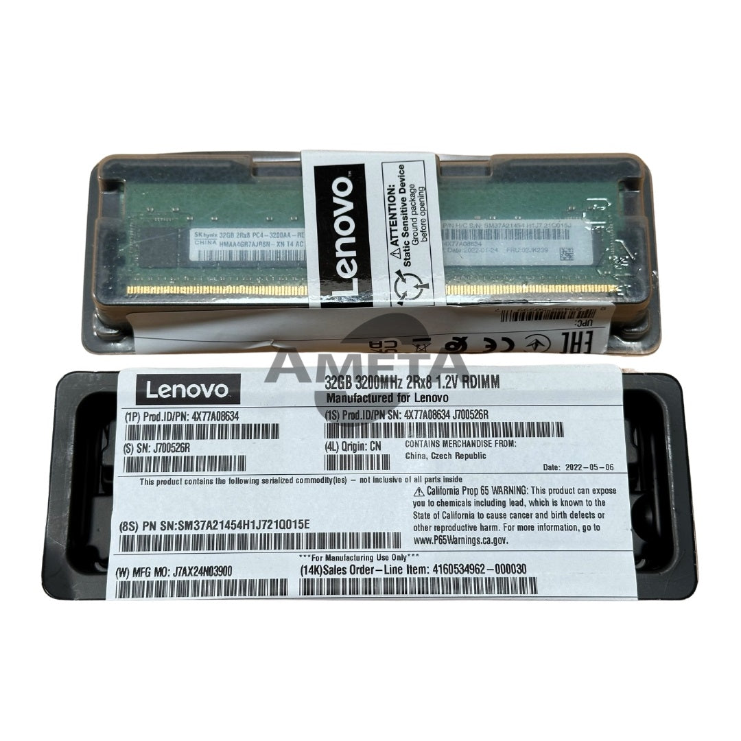 4X77A08634 / 02KJ239 - ThinkSystem 32GB TruDDR4 3200MHz (2Rx8 1.2V) RDIMM (NEW)