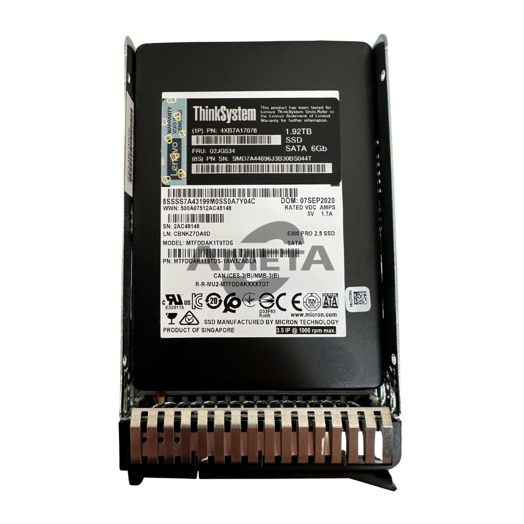 4XB7A17078 / 02JG534 - ThinkSystem 2.5" 5300 1.92TB Entry SATA 6Gb Hot Swap SSD -