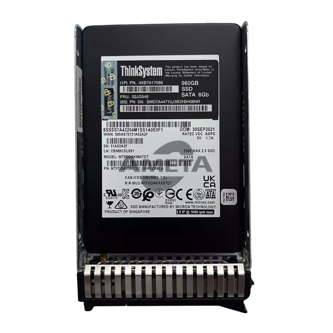 4XB7A17089 / 02JG545 - ThinkSystem 2.5" 5300 960GB Mainstream SATA 6Gb Hot Swap SSD