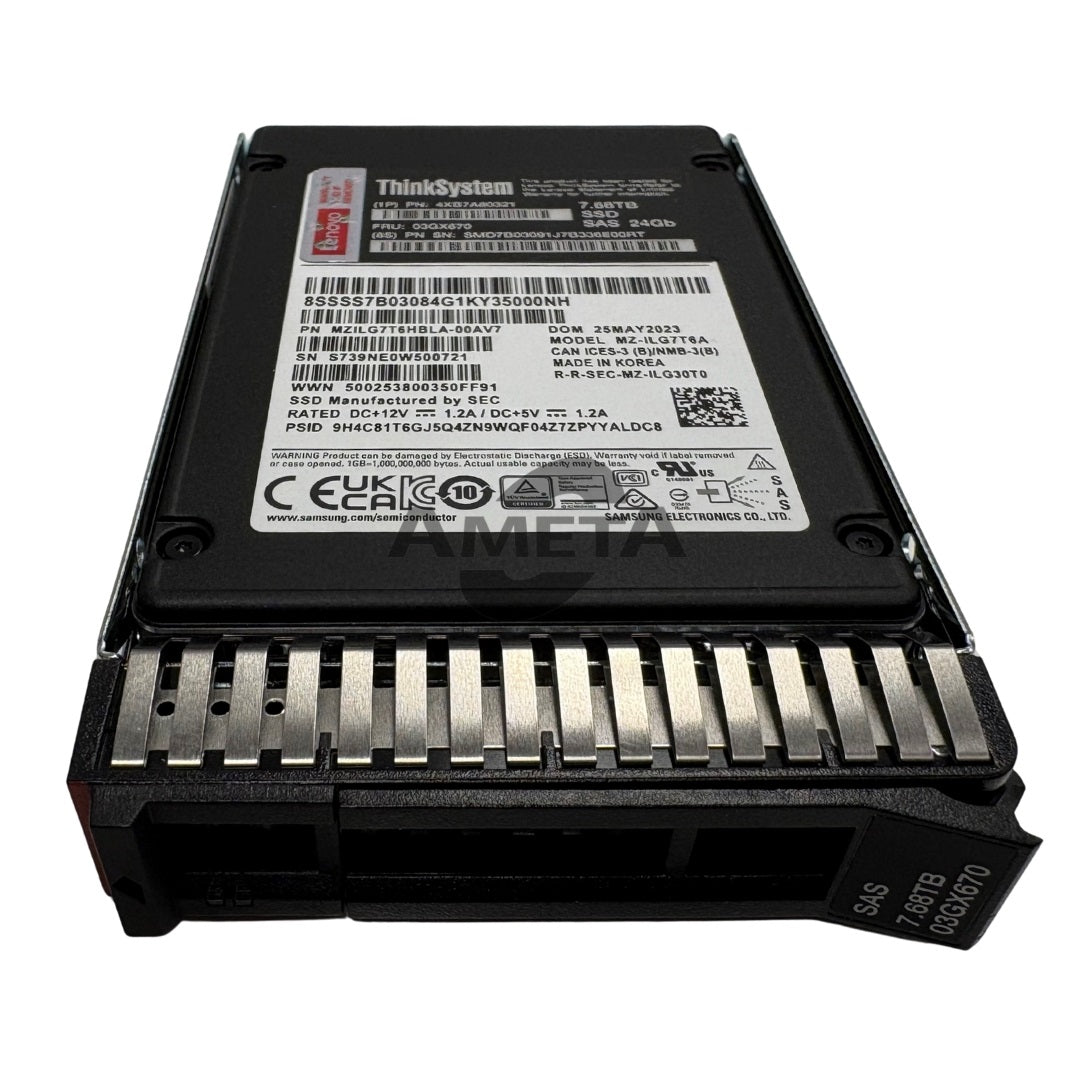 4XB7A80321 / 03GX670 - ThinkSystem 2.5" PM1653 7.68TB Read Intensive SAS 24Gb HS SSD