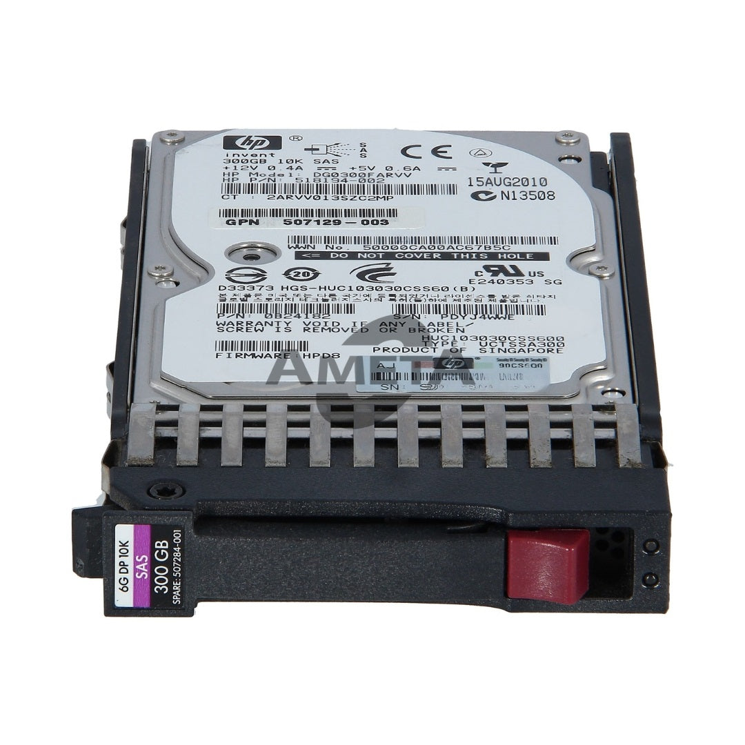 507127-B21 / 507284-001 - HPE 300GB 6G SAS 10K SFF 2.5" DP HDD