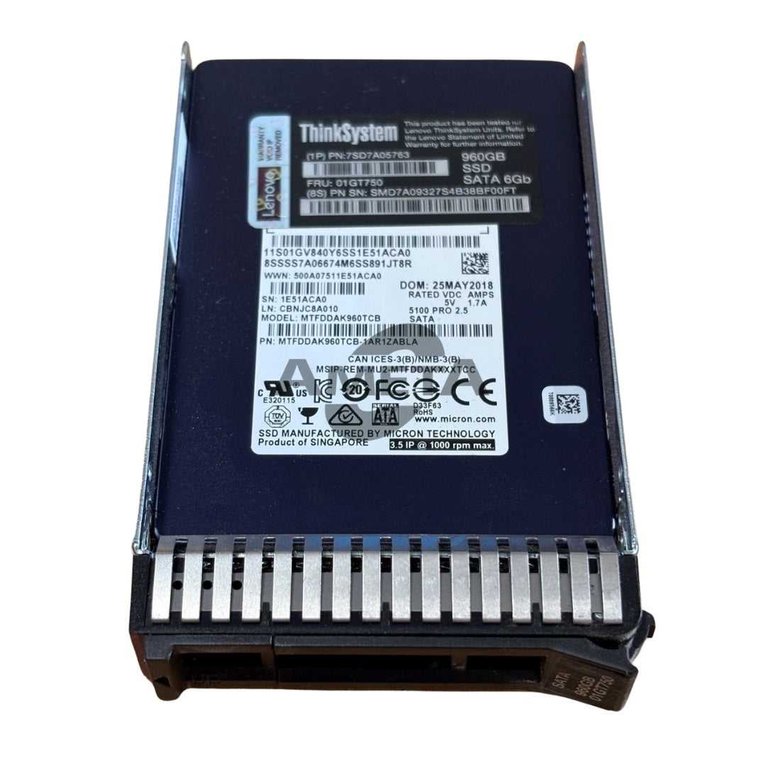 LENOVO 01GT750 - ThinkSystem 2.5" 5100 960GB Mainstream SATA 6Gb Hot Swap SSD