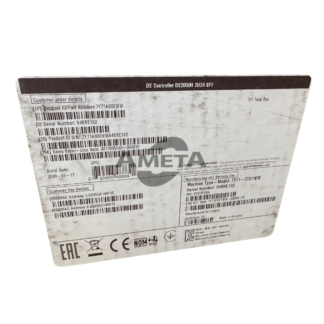 7Y71A000WW - ThinkSystem DE2000H SAS Hybrid Flash Array SFF with Dual Ctrl/8GB/12Gb SAS 2-Ports