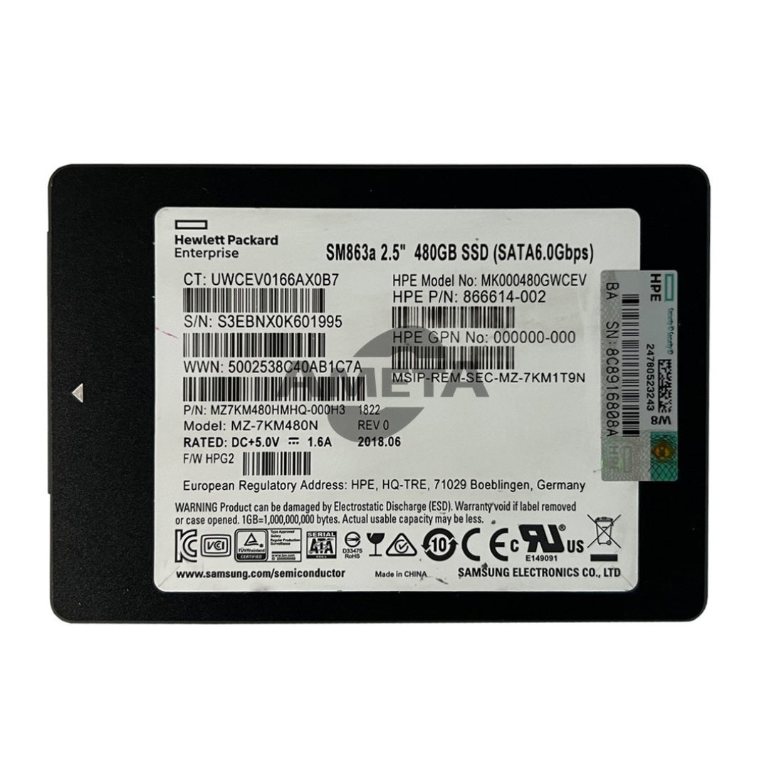 HPE 866614-002 / MK000480GWCEV – SM863a 480GB SATA 6G Mixed Use SFF SC SSD