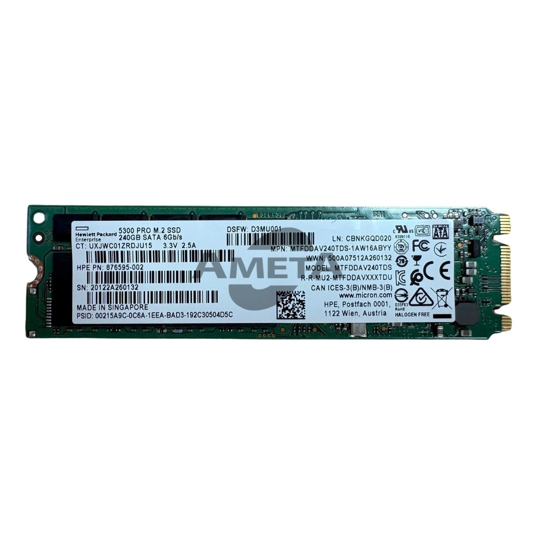 HPE 876595-002 - HPE 3PAR 240GB MC5300 M.2 SATA Boot Drive