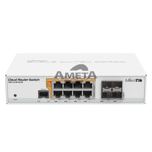 CRS112-8P-4S-IN - MikroTik 8 Gigabit Ethernet Smart Switch with PoE-out