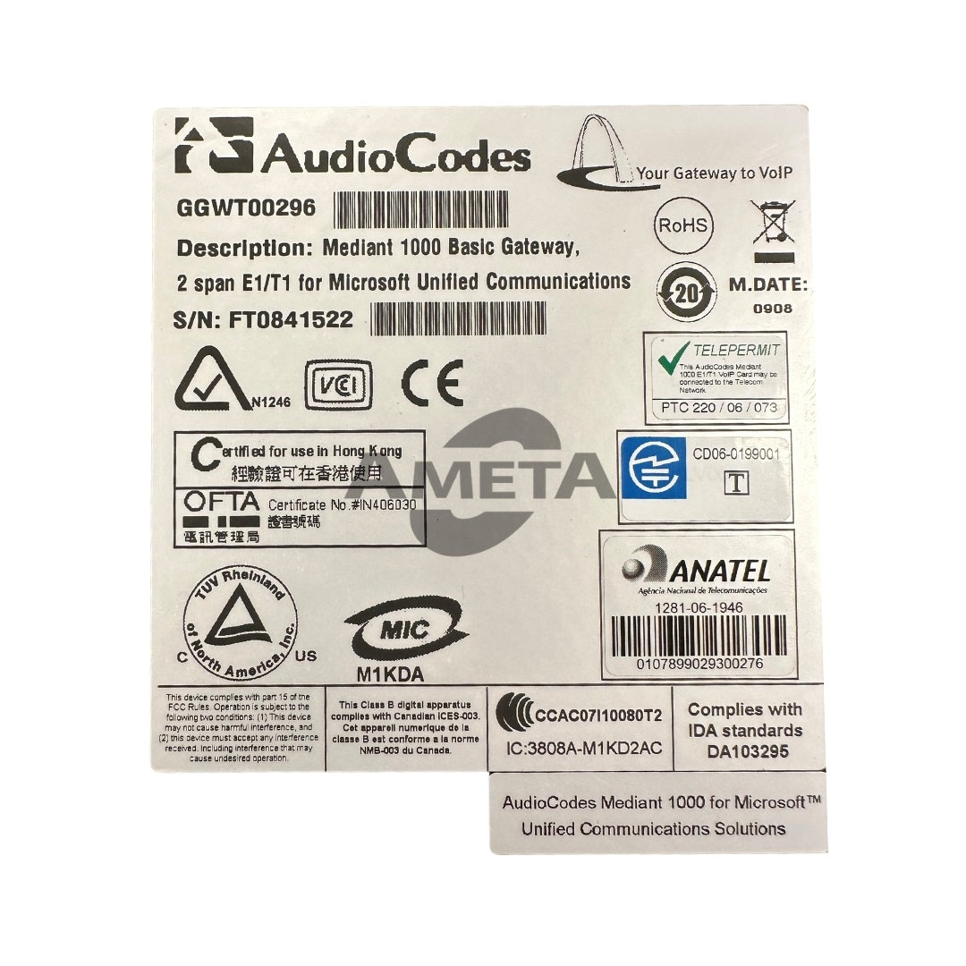 GGWT00296 - AUDIOCODES MEDIANT 1000 VoIP gateway