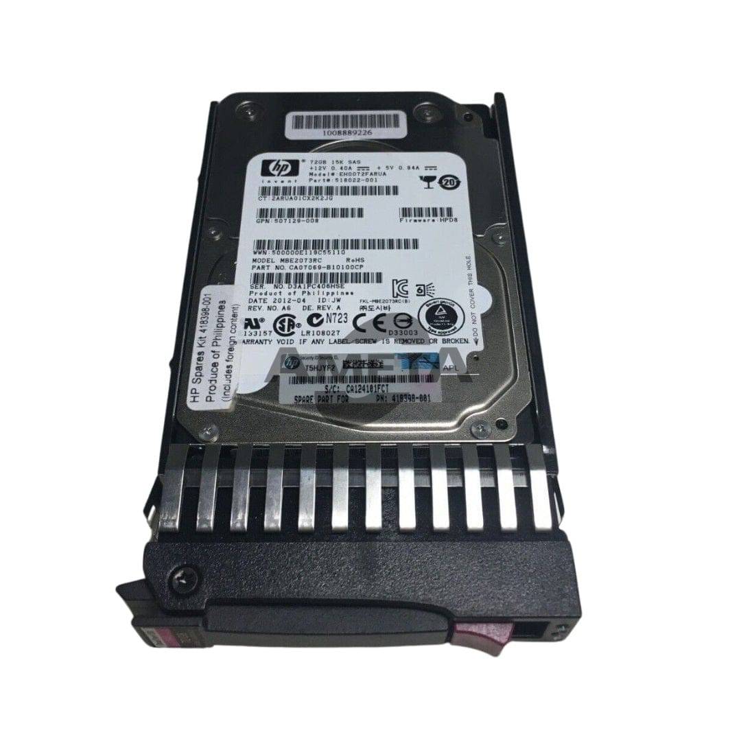 507129-008 - HP 72GB SAS 6G 15K SFF DP HDD
