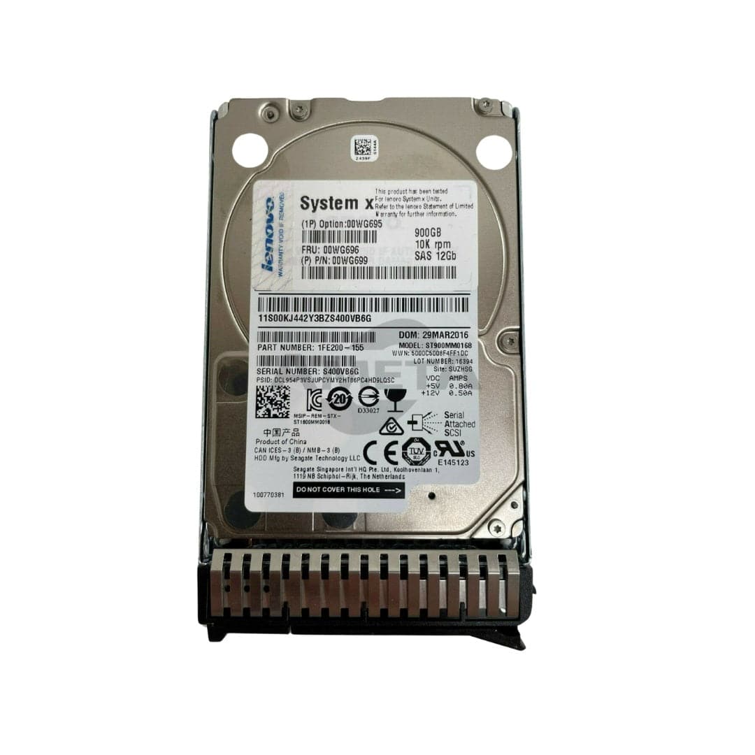 00WG695 / 00WG696 - 900GB 10K 12Gbps SAS 2.5" G3HS HDD