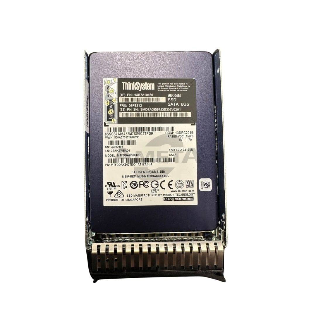 4XB7A10154 / 01PE307 - ThinkSystem 2.5" 5200 960GB Entry SATA 6Gb Hot Swap SSD (RFB)