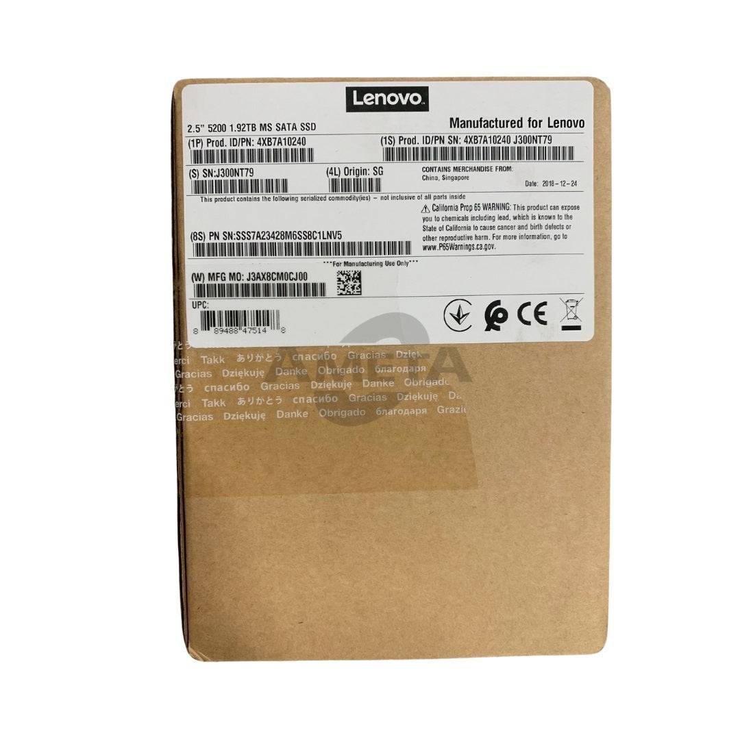 4XB7A10240 - ThinkSystem 2.5" 5200 1.92TB Main SATA 6Gb Hot Swap SSD