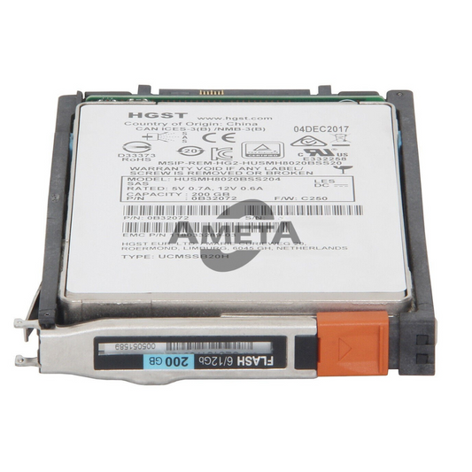 EMC Unity 200GB 12G SAS 2.5-inch SSD – Part #005052252 / 005051589 front view