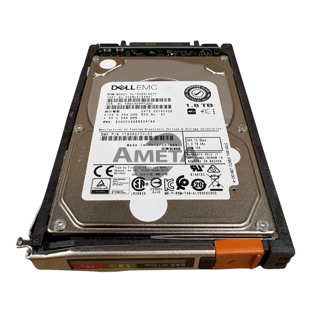 005053142 / 118000770-01 – EMC 1.8TB SFF 10K 12G HDD (4160/2580T Unity)