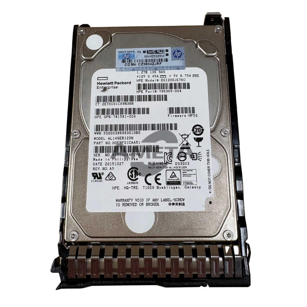 781518-B21 / 768788-004 / 781578-001 / 781581-004 / 796365-004 - HPE 1.2TB 12G SAS 10K 2.5in SC ENT HDD