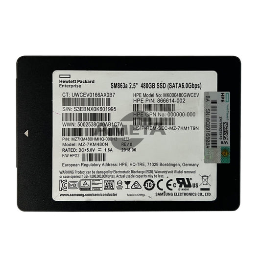 HPE 866614-002 / MK000480GWCEV – SM863a 480GB SATA 6G Mixed Use SFF SC SSD