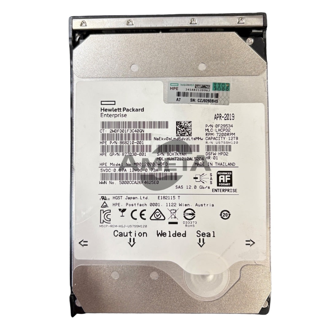 881781-B21 - HPE 12TB SAS 12G 7.2K LFF LP 512e Multi Vendor HDD