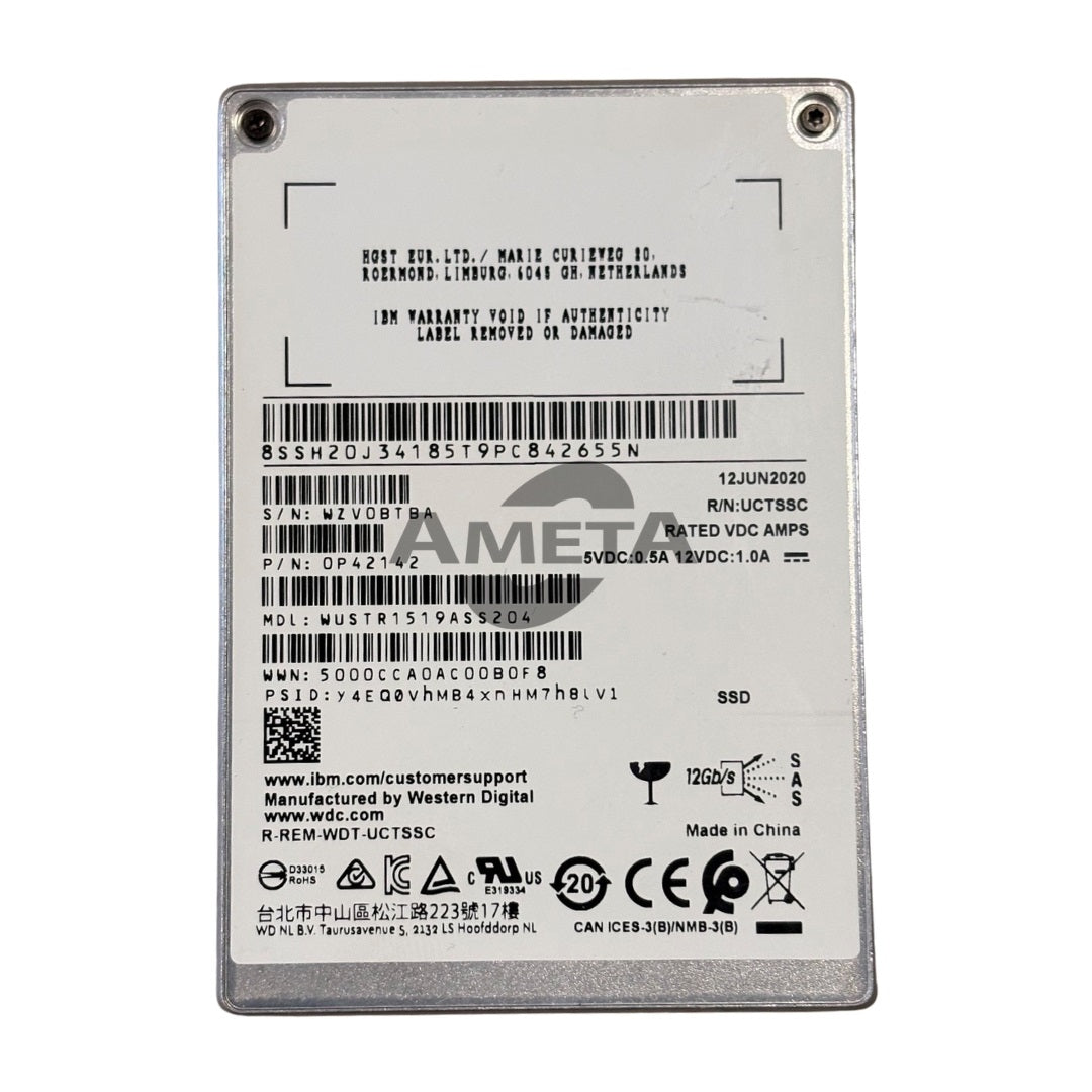 WESTERN DIGITAL WUSTR1519ASS204 - 1.92TB 12G SAS 2.5" Solid State Drive